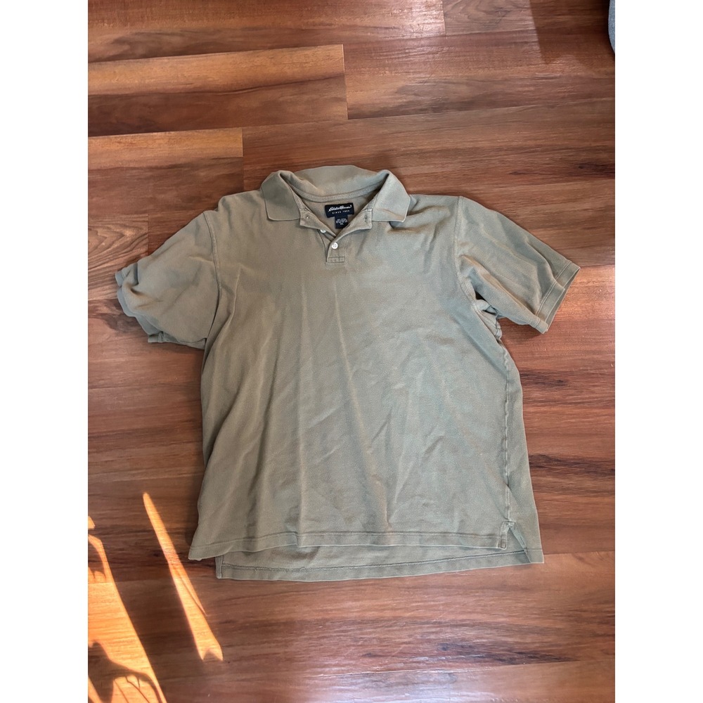 Eddie Bauer Mens Short Sleeve Polo Shirt Olive Green Cotton Pique XL